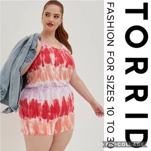 Torrid 1X LoveSick Henley Romper — Super Soft Multi Tie-Dye